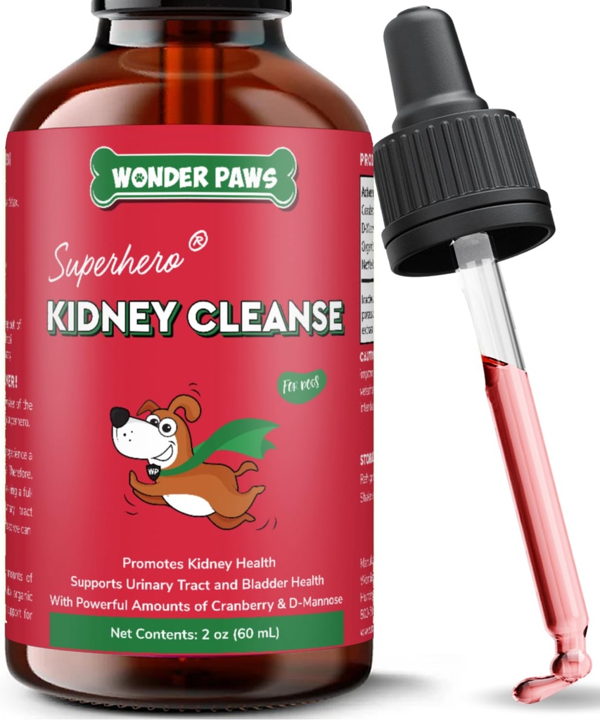 Wonder Paws Premium Neerutoetus koertele - Cranberry Supplement for Dogs - Koer UTI Ravi - Toetab Põie, Detox, Kuseteede ja Neerude Tervis - Vedel Neeru Täiendus Koertele 2 oz (60 ml)