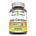Hämmastav valem Beeta-Karoteeni lisand | 25000 IU ühe serveerimise kohta | 180 Softgels | Mitte-GMO | Gluteenivaba | Valmistatud USA-s