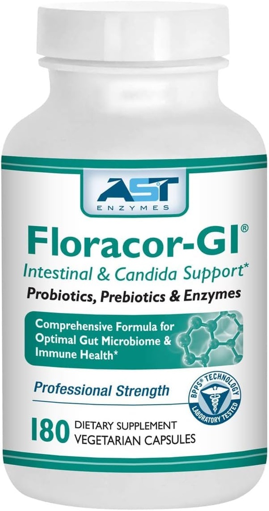 Floracor-GI Candida Cleanse, Probiootikum ja Enzyme Support Formula 180 kapslid