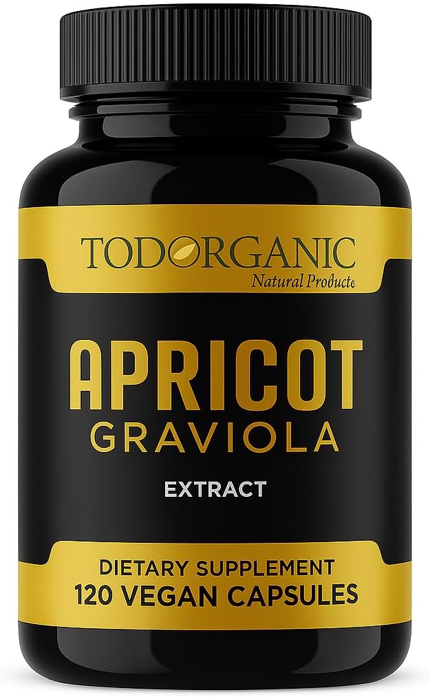 Todorganic Apricot & Soursop Graviola Extract 1000mg – 120 Vegan Capsules – Natural Immune & Skin Support – Non-GMO, Gluten Free, 10:1 Fruit Extract Supplement