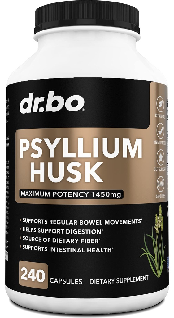 Psyllium Husk Kapsli Fiber Supplement - Natural Powder Kapslid kõhukinnisuse leevendamiseks täiskasvanutele - Toitumine Lahustuv Fiber Pills & Daily Regularity Support - Bulk Seed Husks Digestion Supplements