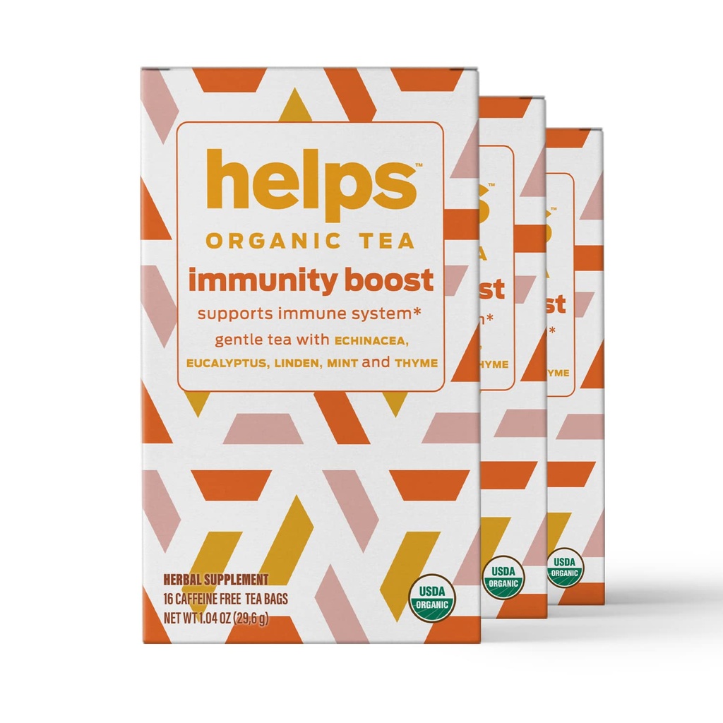 HELPS TEAS | Aitab immuunsust suurendada teed | Echinacea, Eukalüpti, Minti, Lindeni, Thyme'i ja Natural Honey Flavori orgaaniline taimne segu. Hõlbustab hingamisteede tervist | 16 teekotti - pakendis 3 |
