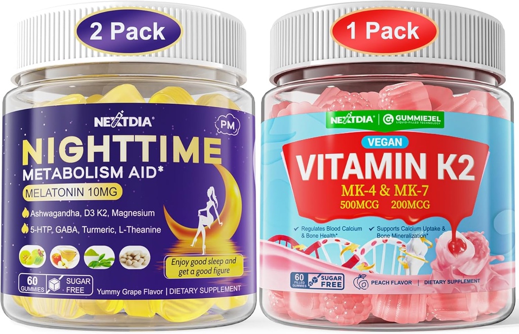 Bundle: Melatoniin 10 mg 20 mg ja vitamiin K2 kummikud