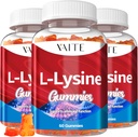 L-Lysine 1000mg Gummies - toetab nahka, huulte, veganit, gluteenivaba, 60 närimiskõlblikku lüsiini täiskasvanutele, vitamiine Kudede tervis ja immuunsüsteem, Aminohappe vitamiinilisandit ja kompleksseid toidulisandeid (3 Pack)