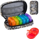 Serfeymi Weekly Travel Pill Korraldaja 2 korda päevas PM Täiustatud Vikerkaar Pill Box 7 päeva kaasaskantav Zipper PU Nahk pillid juhul, meditsiin Korraldaja pillid, vitamiinid, kalaõlid - Brown 03