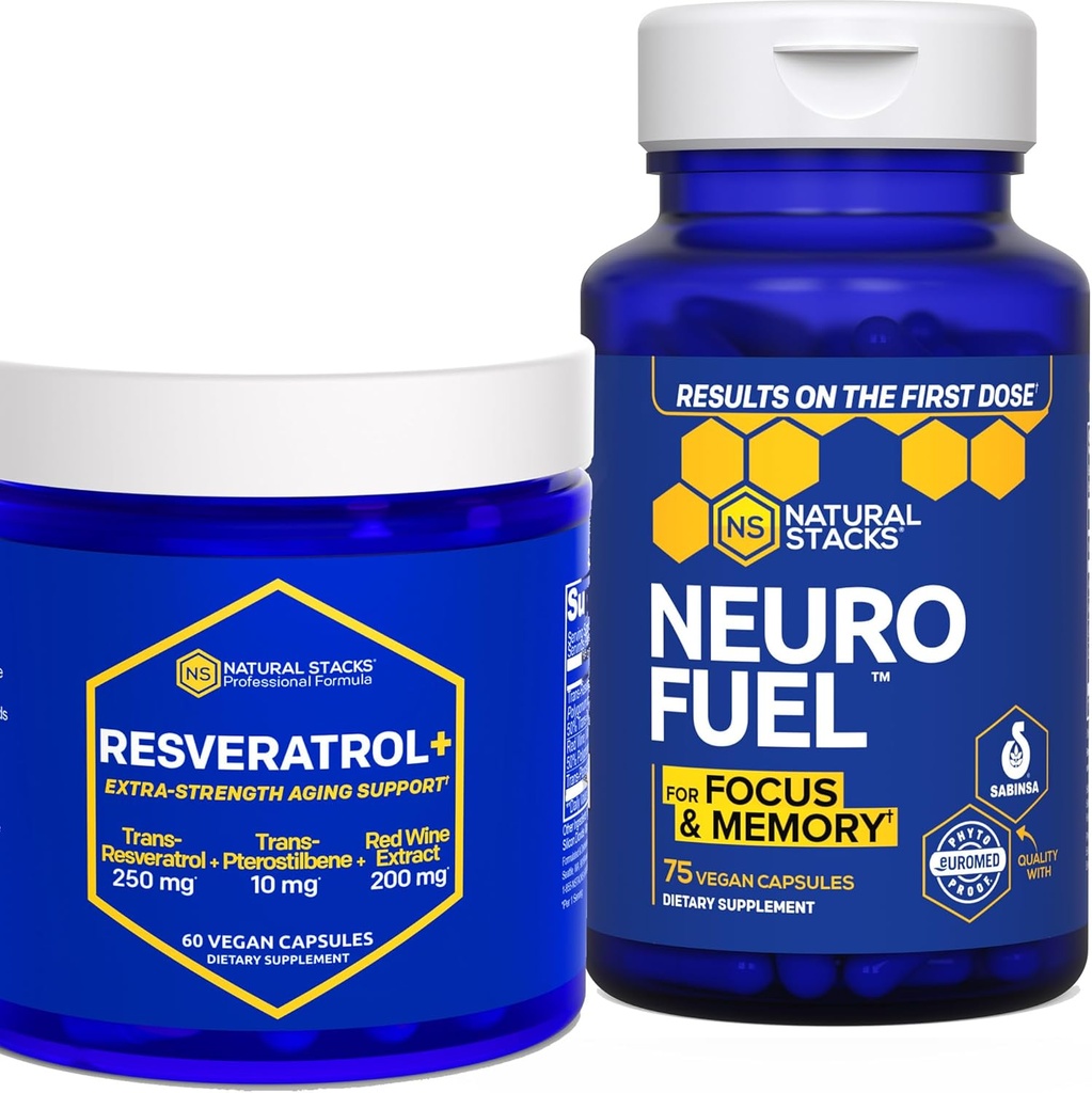 LOODUSVARAD NeuroFuel & Resveratrool+ Täienduskomplekt - toetab fookust, mälu ja tervislikku aju vananemist * - 135 kapslit