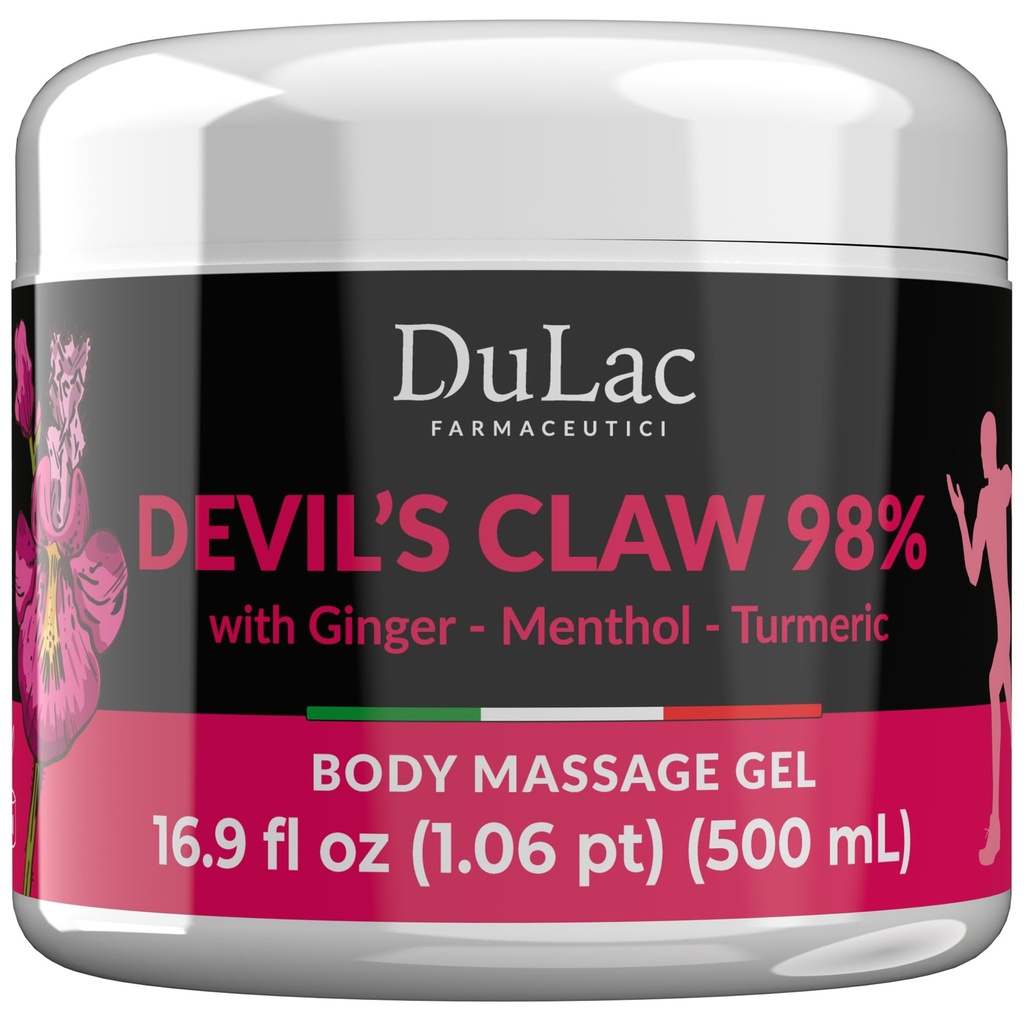 Dulàc - Devil's Claw 98% Cream Maksimaalne tugevus 16,9 Fl Oz, Looduslik liigese- ja lihaste lõõgastav kreem korduvate lihaste ja liigesevalu jaoks, rikastatud mentooliga Cool Effect