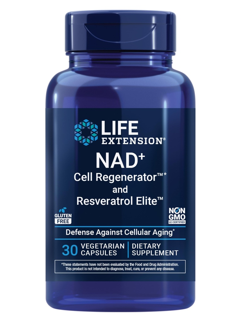 Life Extension NAD+ Cell RegeneratorTM ja Resveratrol EliteTM * , nikotiinamiid ribosiid , trans- resveratrool , kvertsetiin , fisetiin , südame tervis , tervena vananemine , taimetoitlane , mitte- GMO , gluteenivaba , 30 kapslit