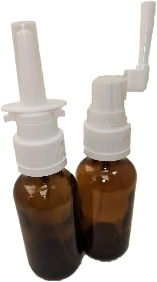 Merevaigukollane klaas Tühi nina ja suukaudne pihusti kolloidhõbeda ja soolalahuse rakenduste jaoks, tühi 30 ml (1oz) 2-Pack