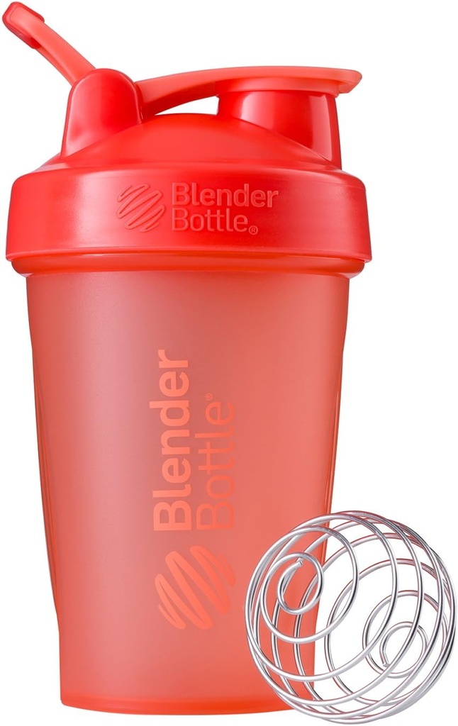 BlenderBottle Classic Shaker Bottle Ideaalne valgu raputamiseks ja enne treeningut, 20-kordne, korall