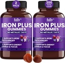 Iron Gummies Supplements for Adults (Women, Men) and Kids – Grape Flavor- Supports Anemia, Energy and Focus Levels – 200 Count
