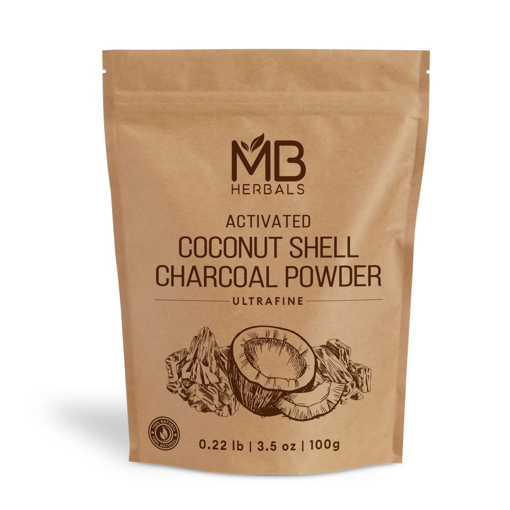 MB taimed Aktiveeritud söe pulber kookospähkli kestast 3,5 oz (100 Gram) ainult väliseks kasutamiseks | Hambapulbri näopakendite ja maskide jaoks | Seebi valmistamine | Ärge injesteerige