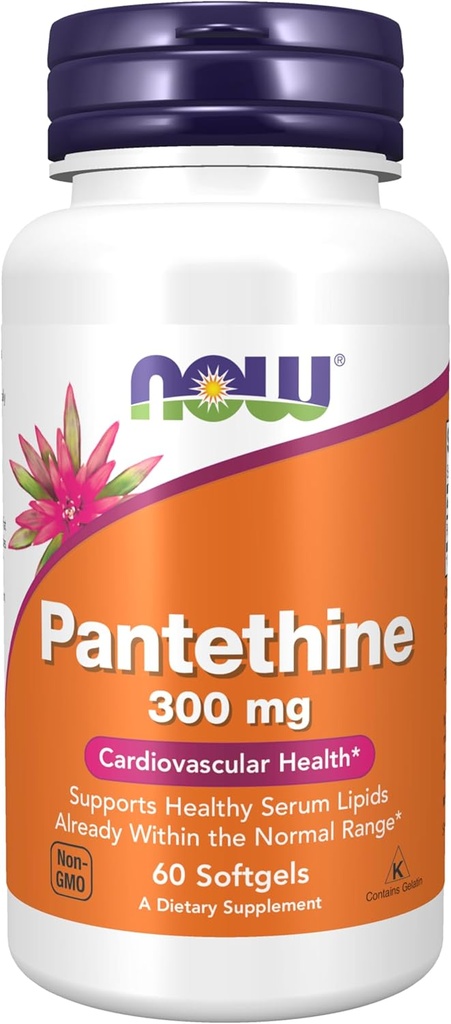 NOW Foods Supplements, Pantethine (Coenzyme A Precursor) 300 mg, südame-veresoonkonna tervis *, 60 Softgels