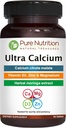 Puhas toitumine Ultra Kaltsium 1000mg VIT D3 + K2 | 90 Tab | Väga imenduv Kaltsiumlisandi kaltsiumtsitraatmalaat, VIT D3, K2, Moringa Oleifera, Magneesium ja tsink.