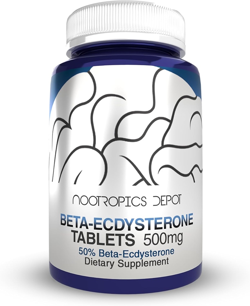 Nootropics Depot Beta Ecdysterone/20-Hydroxyecdysone 50% Tablets | 500mg | Cyanotis Arachnoidea Extract | Phytoecdysteroid | 30 Count
