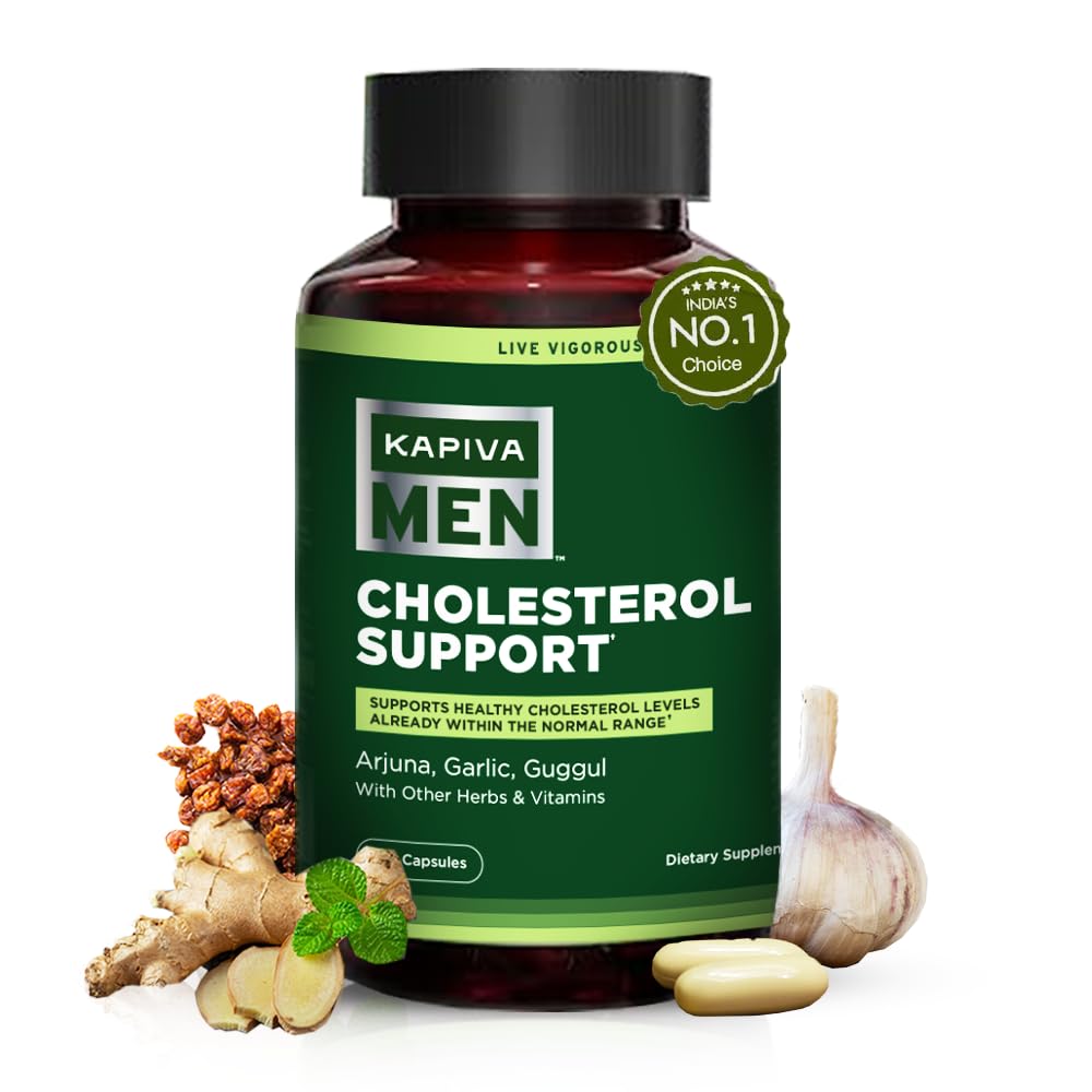 Kolesterooli tugi täiendada Arjuna, küüslauk, Guggul, Mees Vigor Blend ja muud maitsetaimed ja vitamiinid, toetab normaalset kolesterooli taset, 30 päeva pakkumine, 60 kapslit