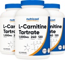 Nutrikost L-karnitiin Tartraat 500mg, 240 Kapslit - 1000mg Serving (3 pudelit)