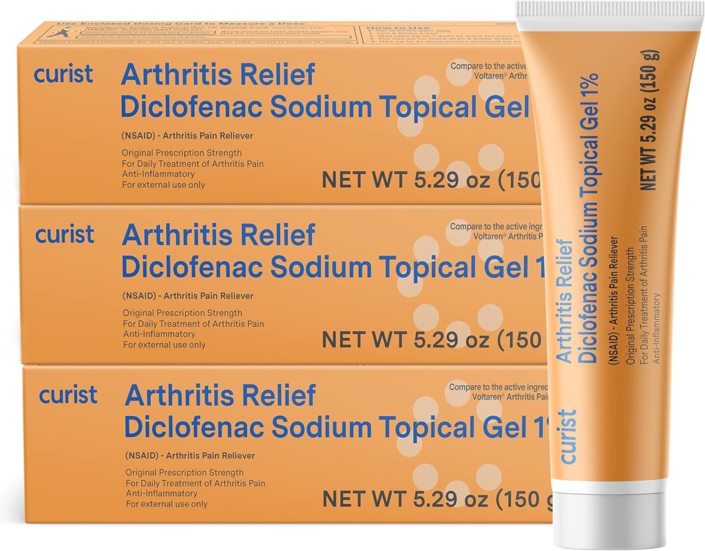 Cream Gel 1% (3 toru 150 g) - Stop valu randmetes, jalgades, küünarnukkides ja pahkluudes. Käte artriit Valu leevendamine & põlve artriit Valu leevendamine (3 Pack, 5.29 oz ea.)