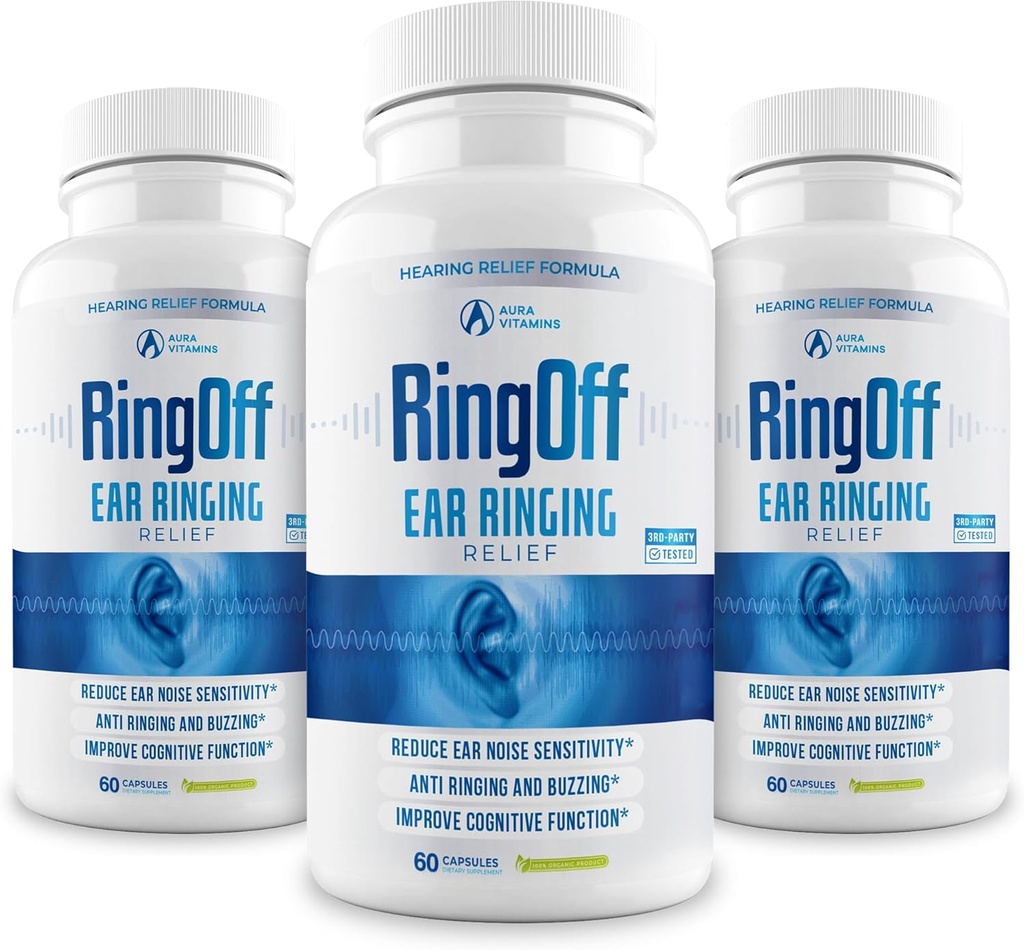 Ring Off (180 Caps) - Tinnitus Relief Ringing kõrvad, Selge Tinnitus Vaigistamine Kõrva Ringing Relief & Taastamine Sisemine Rahu, Ginkgo Biloba, Tsink Picolinate & More - Tõhus kuulmine Tervis