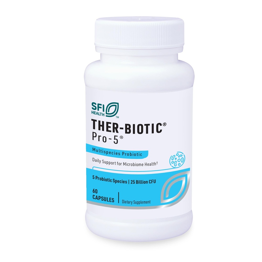 Klaire Labs SFI Health Pro-5 Probiootikum - 25 miljardit CFU Suur annus Multiliigiline soolestiku rekoloniseerimise toetus meestele ja naistele, hüpoallergeenne ja piimavaba (60 kapslit)