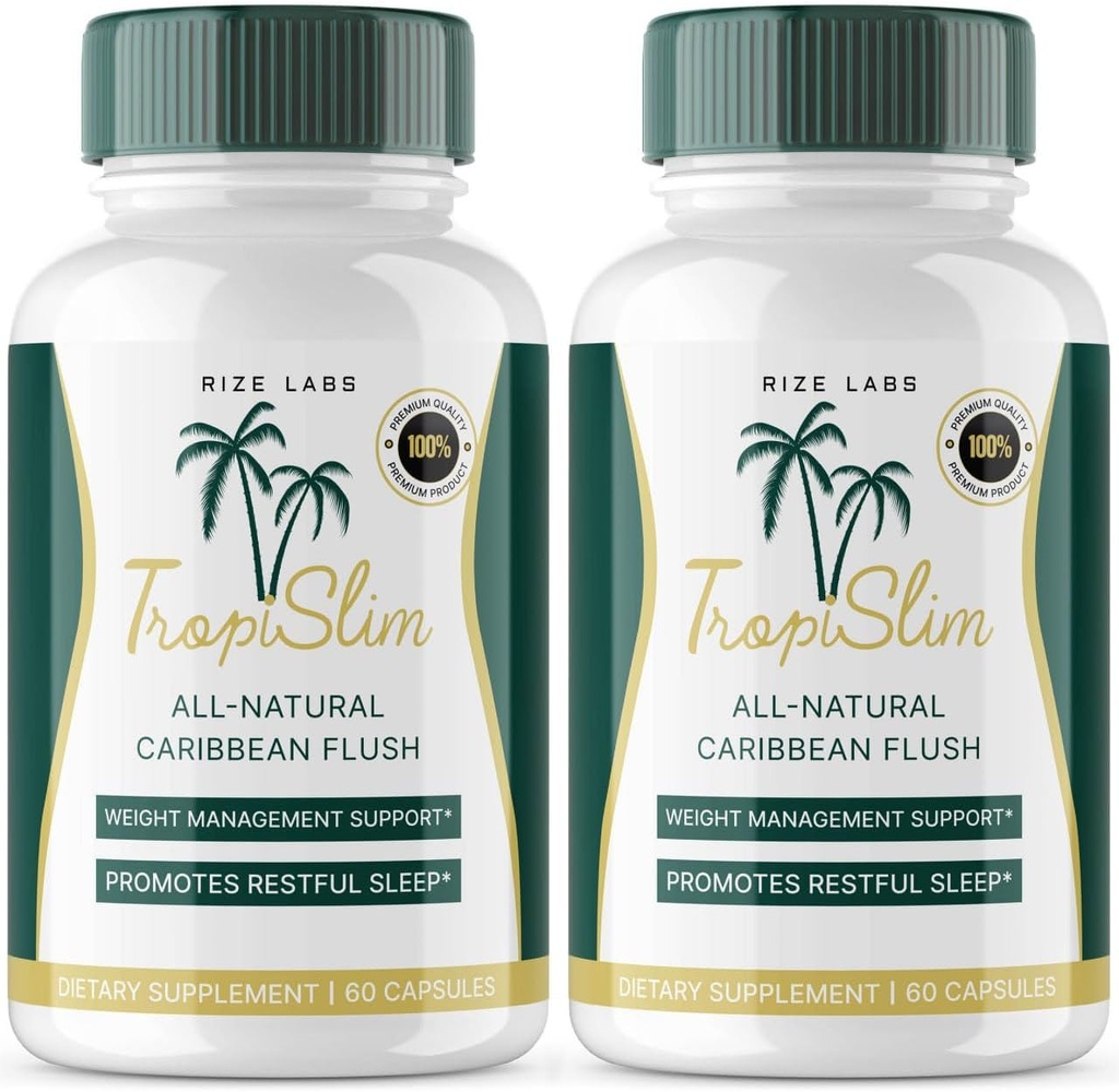 (Official 2 Pack) Tropislim, Tropislim All Natural Caribbean Flush, Kaalulangus Supplement, Tropislim Slimming kapslid naistele, Tervislik elustiil + Leaner Füüsika, Tropical Reviews (120 kapslit)