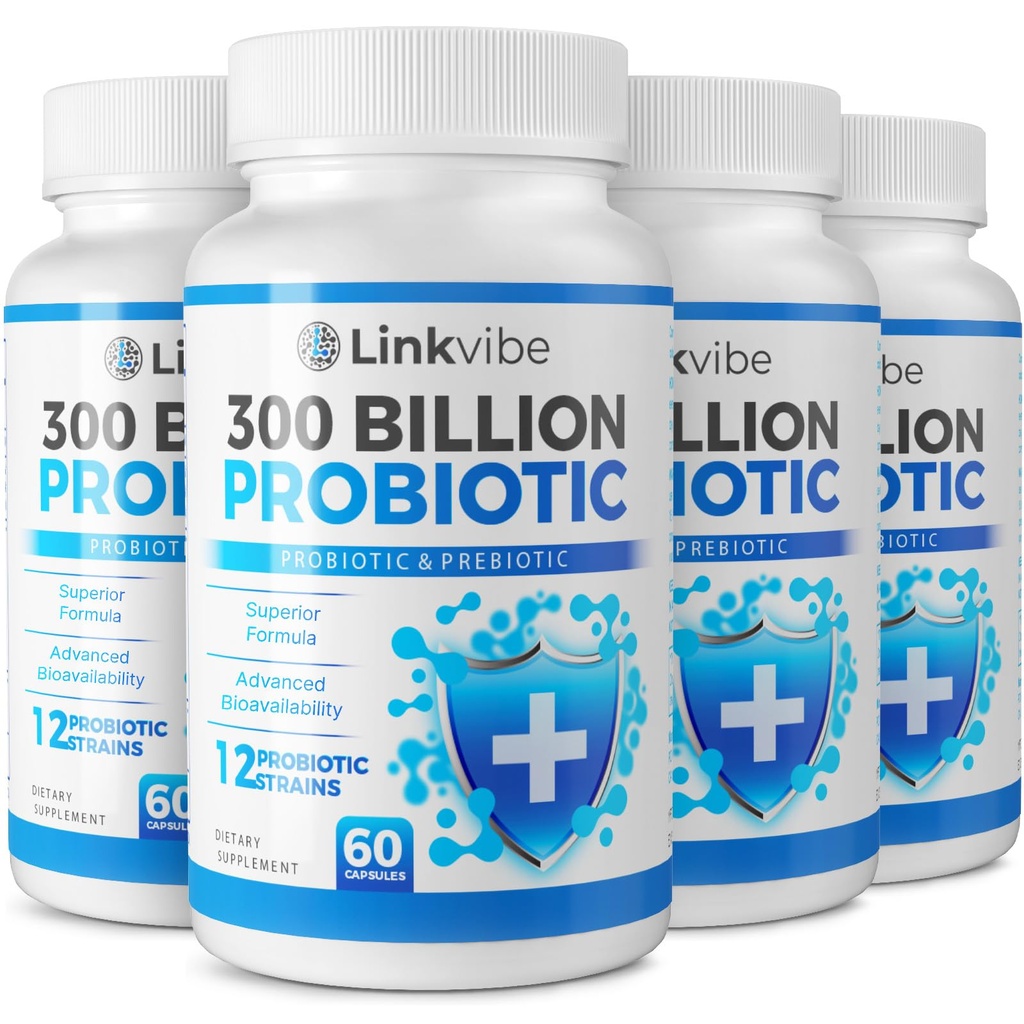 Probiootikum 300 miljardit CFU - 12 tüve orgaaniliste prebiootikumidega seedetraktile ja soolestikule, immuunsüsteemile, tervisele - probiootikumid naistele ja meestele - Daily Dairy Free, riiuli stabiilne - 240 loeb