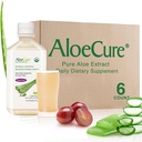 AloeCure USDA orgaaniline Aloe Vera mahl Viinamarjamaitse, mis on valmistatud 12 tunni jooksul saagikoristusest - puhas Aloe Vera seedetrakti ja immuunsuse tervise lisand, aitab säilitada tasakaalustatud kõhuhappesust, 16,7oz x 6 Btl