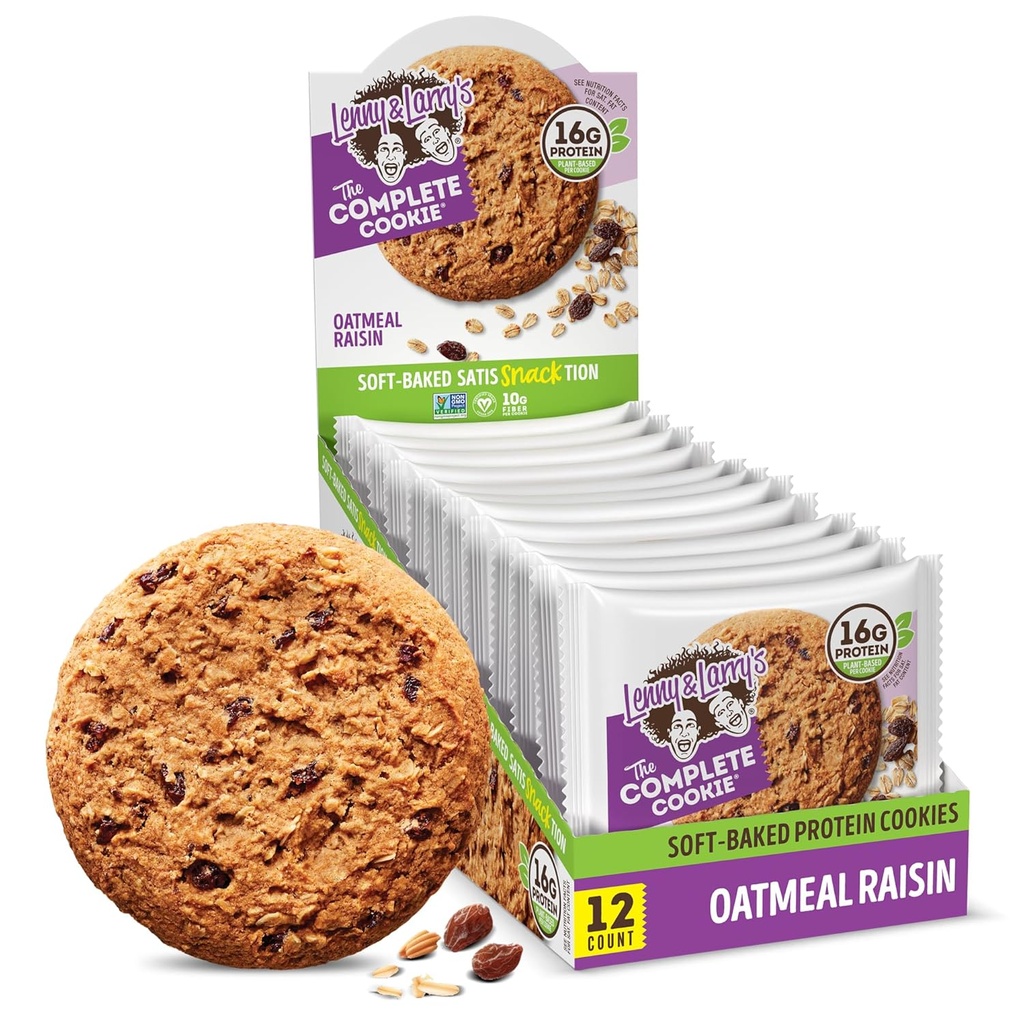 Lenny & Larry's The Complete Cookie, Oatmeal Raisin, 16g Taimeproteiin, Vegan, Non-GMO, 4 Ounce (Pack of 12)