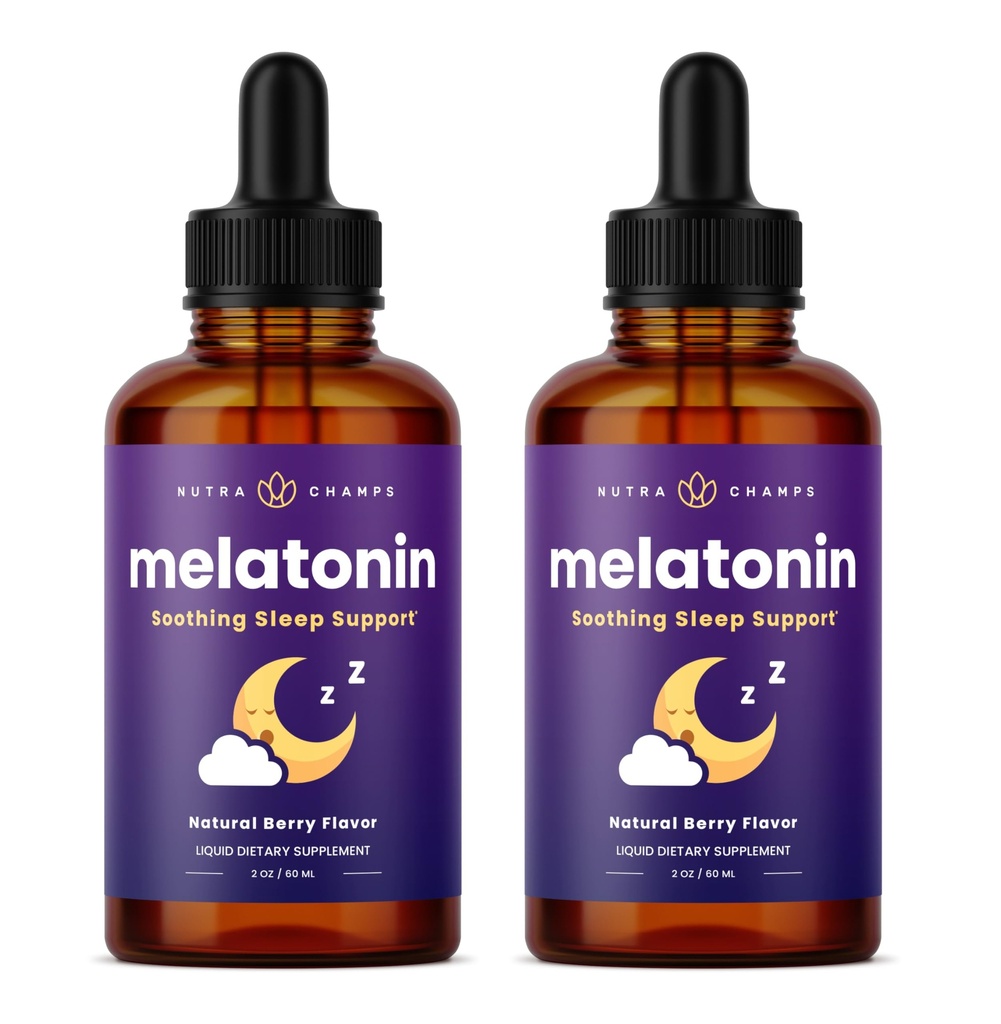 NutraChamps Vedel melatoniini tilgad, 480 Servings, Sugar Free Kids Melatoniin Vedel uneabilisand, Vegan & Non-GMO, Natural Berry Maitse, Melatoniin 1 mg tilgad