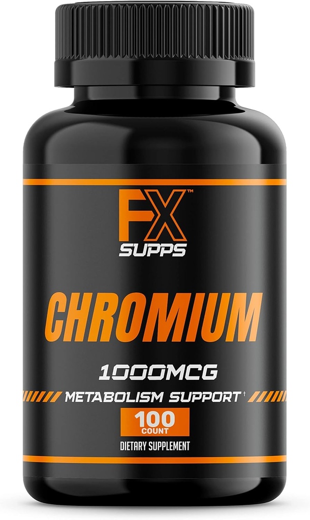 FX SUPPS Chromium Polynicotinate 1000 mcg (100 kapslit) Kaalujuhtimise täiendused meestele ja naistele | parandab energia tootmist ja südame tervist