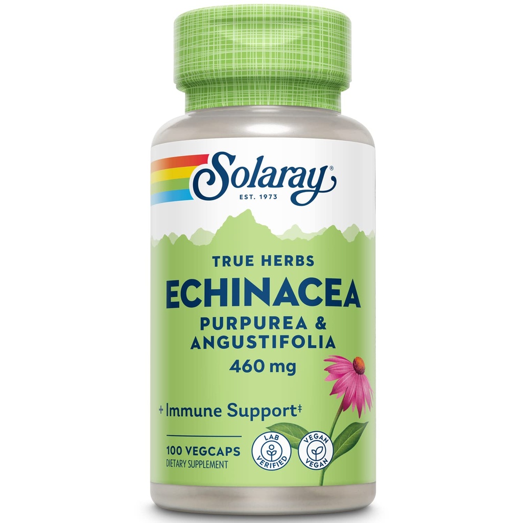 SOLARAY Echinacea Angustifolia & Purpurea Juur, Veg Cap (Btl- Plastic) 460mg | 100ct