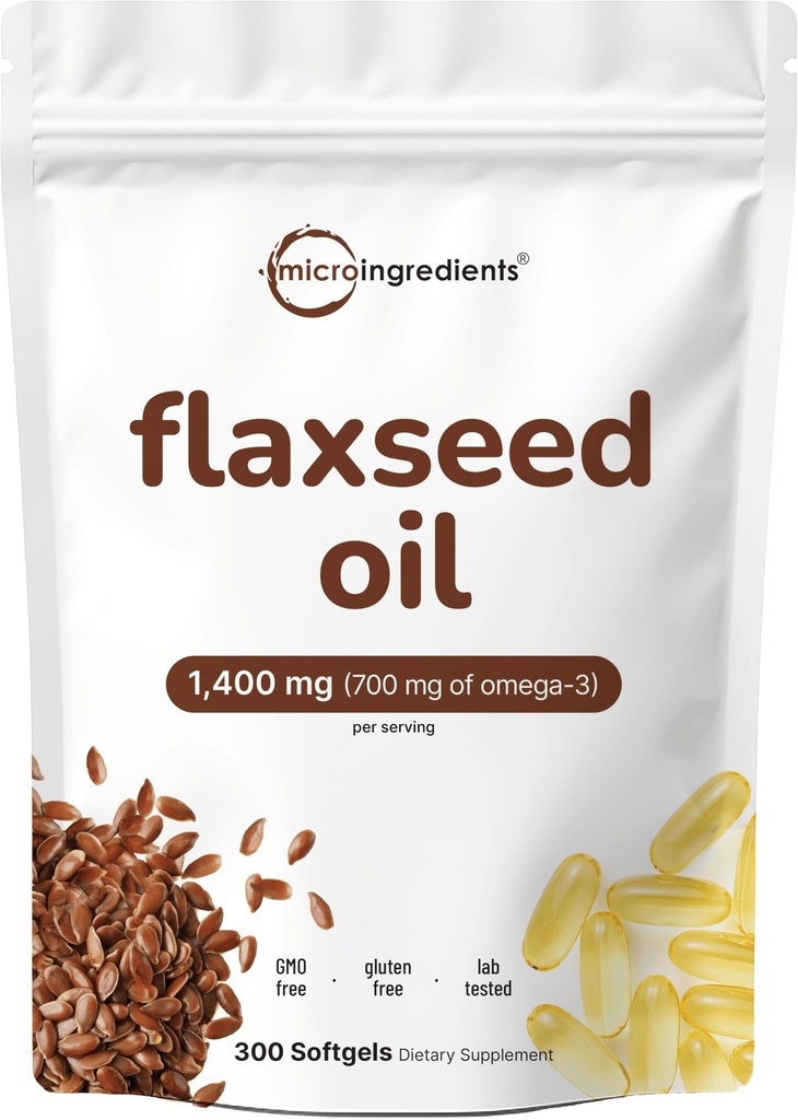 Linaseemneõli 1400mg Softgels, 300 Counts | w/ 700mg ALA Omega 3, külmpressitud, rikas rasvhapete, alfa-linoleenhape, tugisüdame tervise ja immuunsüsteemi | Non-GMO, No Gluten - 300 Servings