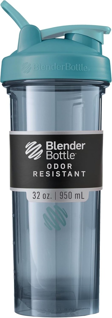 BlenderBottle Shaker Bottle Pro seeria sobib ideaalselt valgu raputamiseks ja eeltreeninguks, 32-kordne, Cerulean Blue