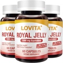 Lovita Royal Jelly 333 mg, 3: 1 kontsentraat, 20mg 10-HDA, Natural Source Super Food, toetab naha tervist ja energia tootmist, 60 kapslit (3. pakk)
