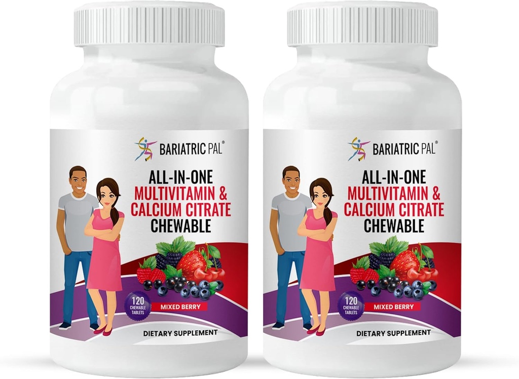 BariatricPal All-in-ONE närimistable multivitamiini kaltsiumtsitraat & Raud - segatud marja (60-päevane pakkumine)