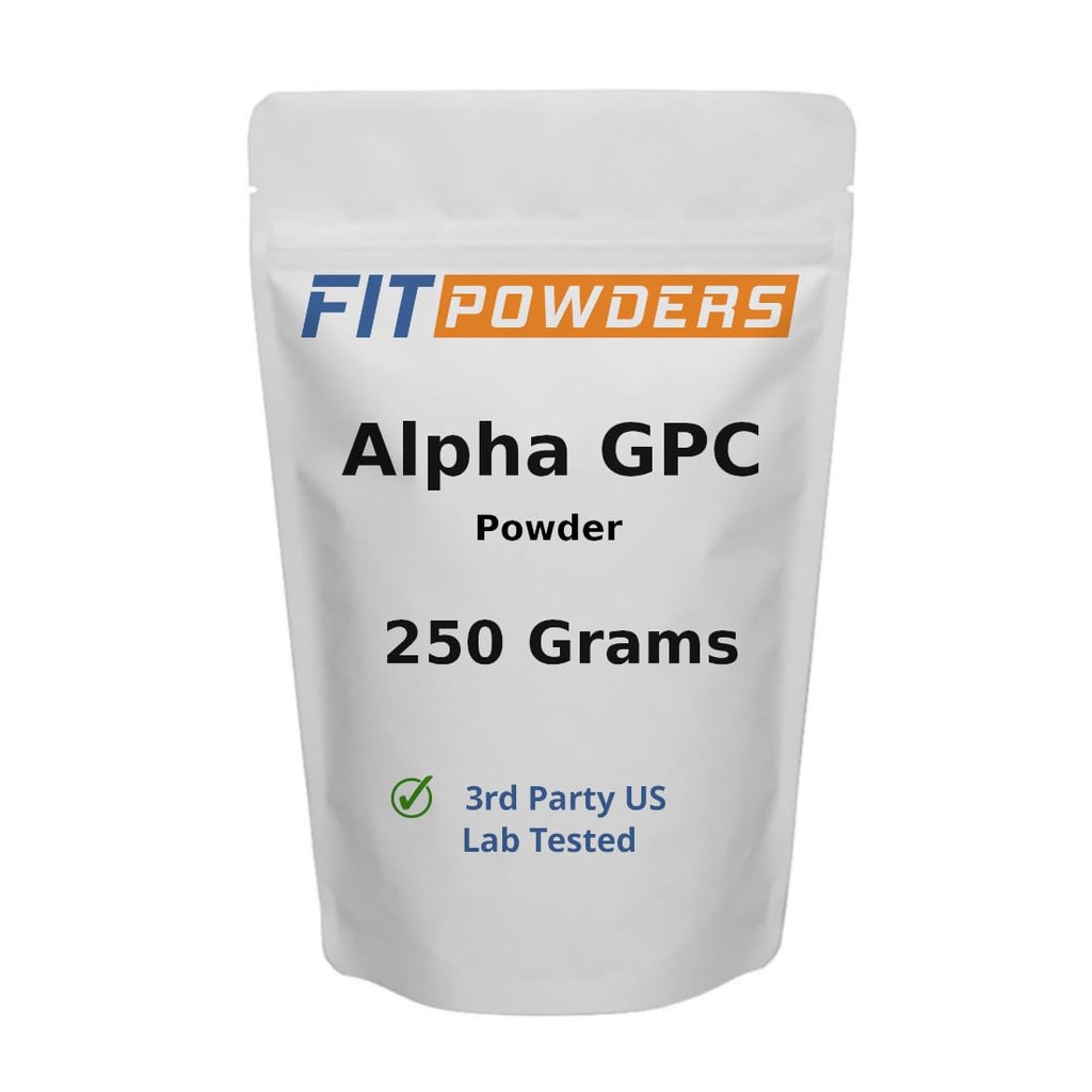Alpha-GPC pulber 250 Grams, Non-GMO Alpha GPC Täiendus Koliinipulber, Vegan, Kolmanda osapoole testitud, Pre-Workout, Mälu ja Focus, Scoop