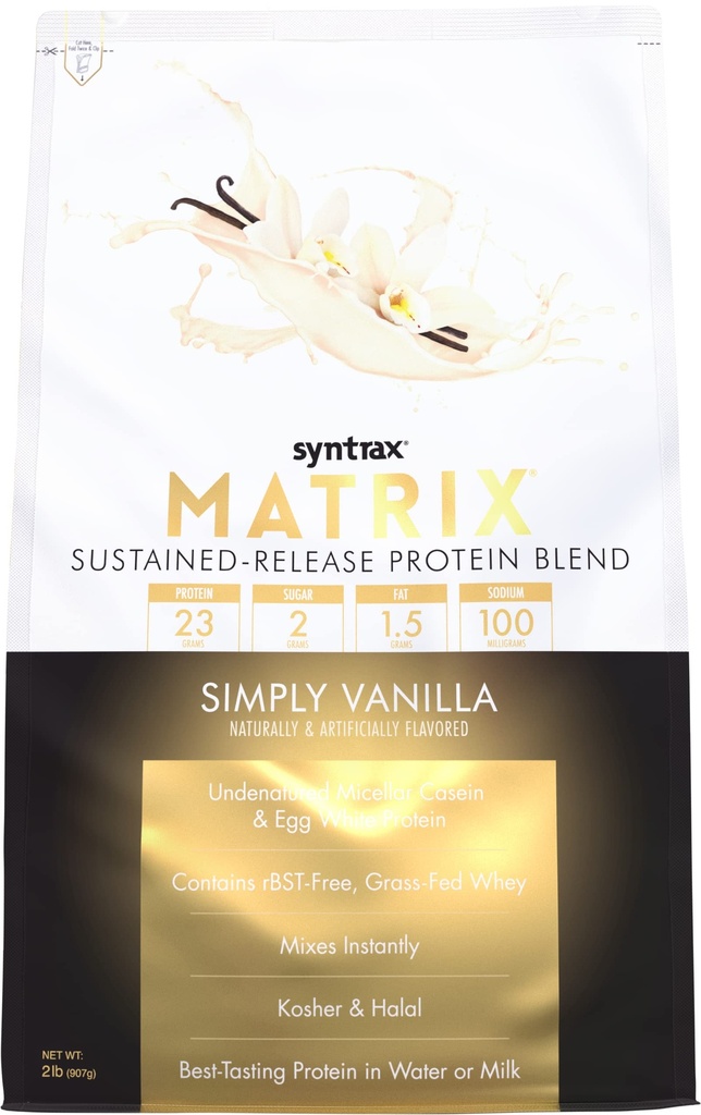 Syntrax Nutrition Matrix - püsivalt vabastav valk segu, lihtsalt Vanilla 2 naela. Real Vanilla Bean Specks