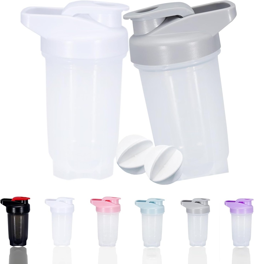 Shaker Bottle Protein Shakes Cup ja 10-Ounce/300ML Shaker-Bottle koos Whisk Balls, Protein Shaker- pudelid komplekt, mitte-BPA plastist (Grey + White(2PCS))