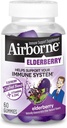 Airborne Elderberry + Tsink & Vitamiin C kummid täiskasvanutele, Immune Support Vitamiin D & Tsink Gummies koos võimas antioksüdant vitamiine C D & E - 60 Gummies, Elderberry Maitse