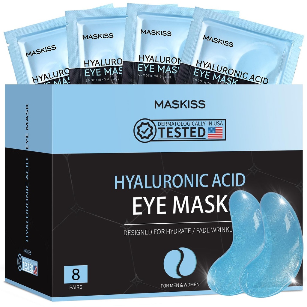 Silmapatsude all (8 paari), hüaluroonhappe silma maskid tumedate ringide jaoks Puffy Eyes Undereye kotid, kollageeni silma plaastrid kortsude ja hüdraadi jaoks, nahahoolduse kingitus talle