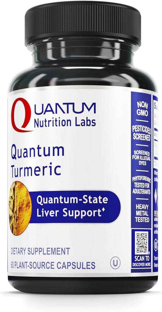 Quantum Nutrition Labs Turmeric - Kurkumikapslid, kurkumiini lisand, maksatoetus, 500 mg kurkum kapsli kohta - 60 taimekapslit