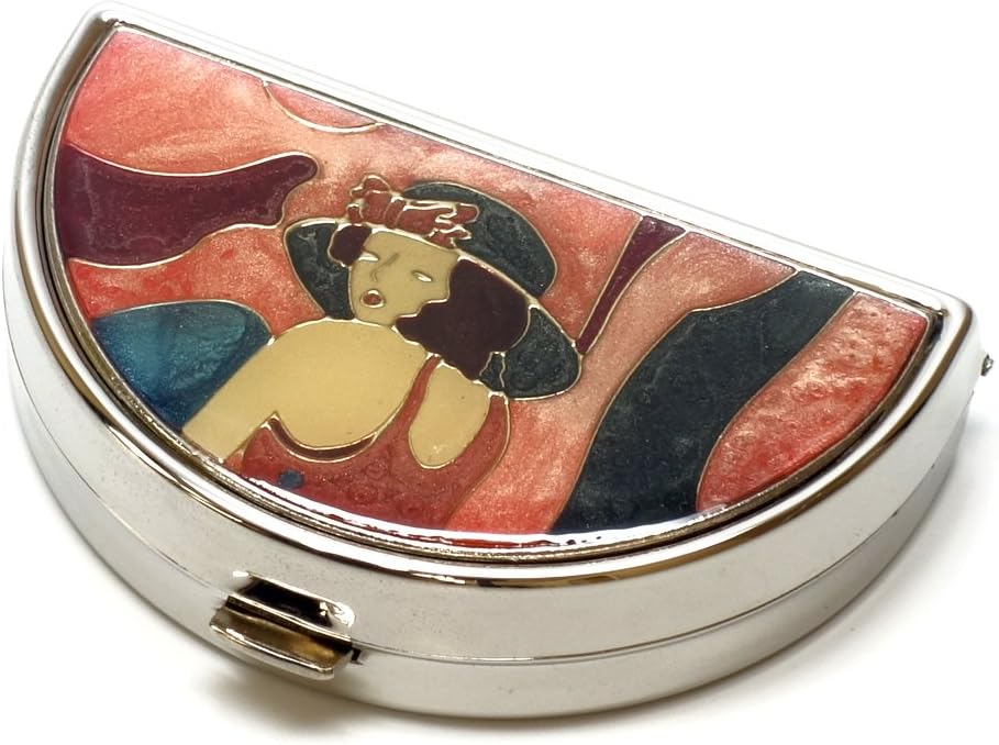9352 Poolringikujulised väikesed pillid Box Korraldaja Pewter Hõbedane Roosa Naised Reisipillid Case Purse Taskukonteiner Päevane kaasaskantav meditsiin Vitamiin Karp Ravimid Lisa Mini säilitamine