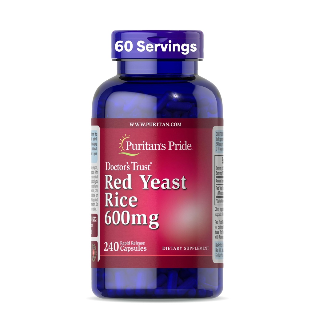 Puritan's Pride Doctors Trust® Red Pärm Riis 600mg, toidulisand, 240 kiirvabastuskapslit