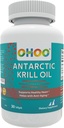 OHOO Antarktika krillõli 500mg Omega-3 EPA & DHA lisand, hopholipiidid, antioksüdant astaksantiin, toetab tervislikku südant ja vananemisvastast toidulisandit, millel pole kala maitset, 30 Softgels