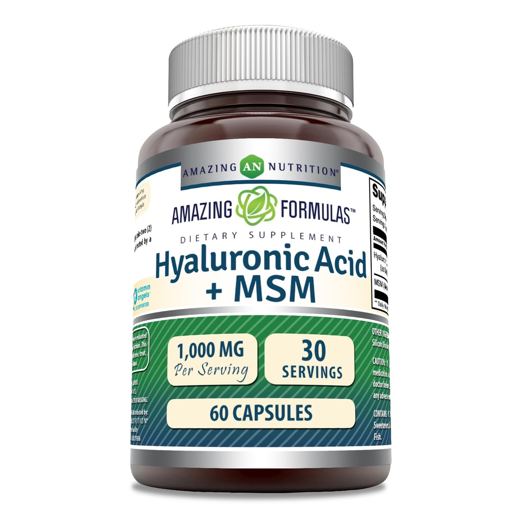 Hämmastav valem Hüaluroonhape & MSM-i lisand | 1000 Mg Serving | Kapslid | Mitte-GMO | Gluteenivaba | Valmistatud USAs (1 pakend, 60 loend)