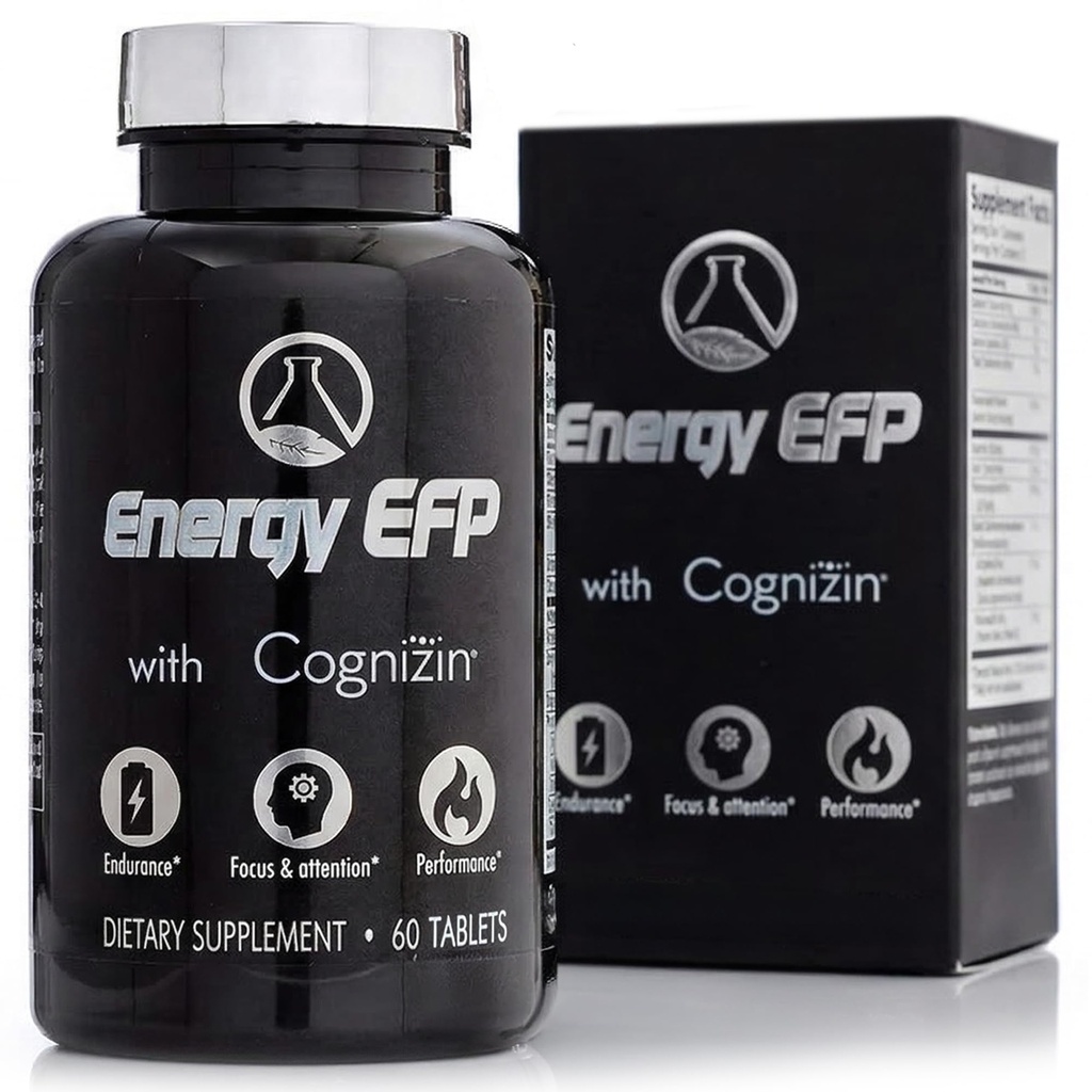 Energia EFP Aju Booster - 60 Ct Nootropic Energy Supplements for Focus & Stamina tsitikoliini, B-vitamiini, Ashwagandha, L-Theanine, ženšenn