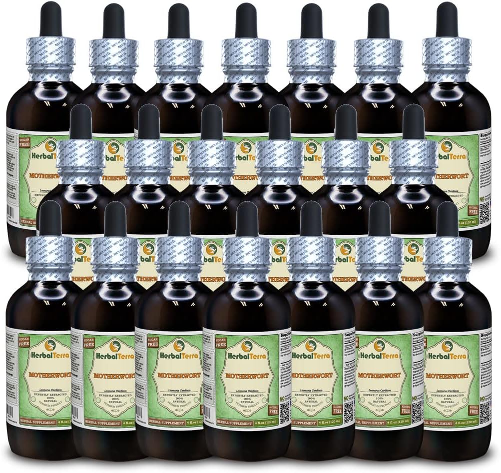 Motherwort (Leonurus Cardiaca) Glycerite, orgaaniline kuivatatud ürdi alkoholivaba vedelik ekstrakt (Brand Name: HerbalTerra, Proudly Made in USA) 20x4 fl.oz (20x120 ml)
