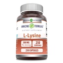 Hämmastavad valemid L-lüsiin 500 Mg Aminohappe lisand | Kapslid | Mitte-GMO | Gluteenivaba | Valmistatud USAs (1 pakend | 250 loend)