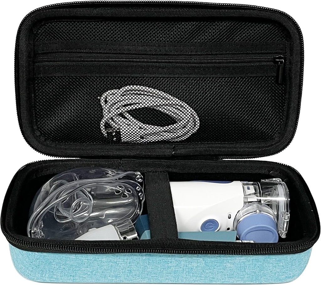 Hard Travel Case kott ühildub kaasaskantava pihuarvuti inhalaatori nebulisaatoriga täiskasvanutele ja lastele (ainult juhul) (kerge sinine)