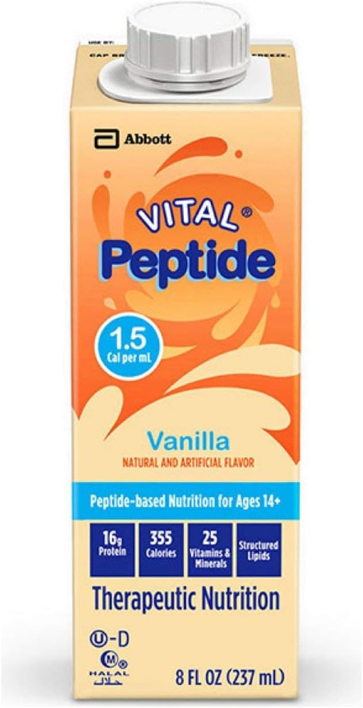 1.5 Cal, 24 Count, Complete, Balanced Nutrition Formula for Ages 14+ with GI Conditions, 16g valgu ja prebiootikumidega, suukaudseks või torutoiduks, Vanilla, 8-fl-oz Carton